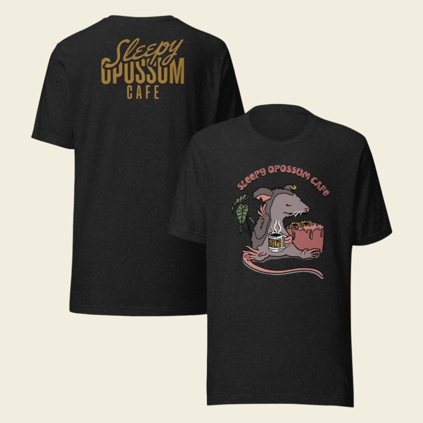Sleepy Opossum Cafe T-Shirt Classic Logo