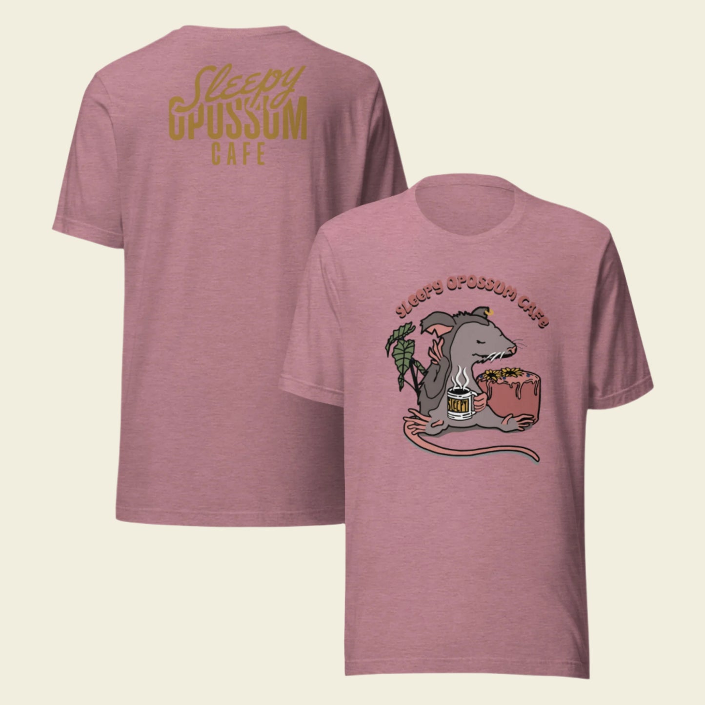 Sleepy Opossum Cafe T-Shirt Classic Logo