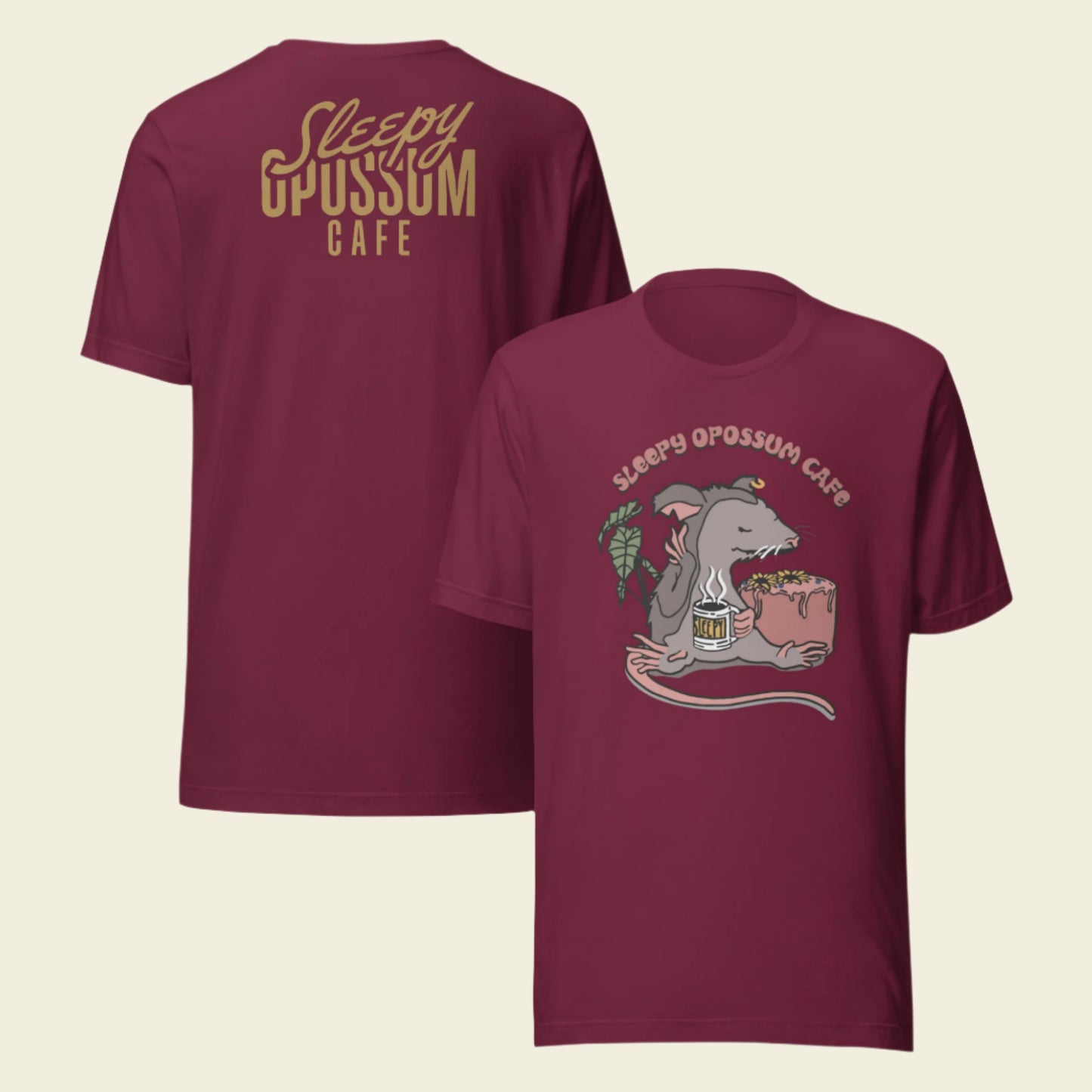 Sleepy Opossum Cafe T-Shirt Classic Logo