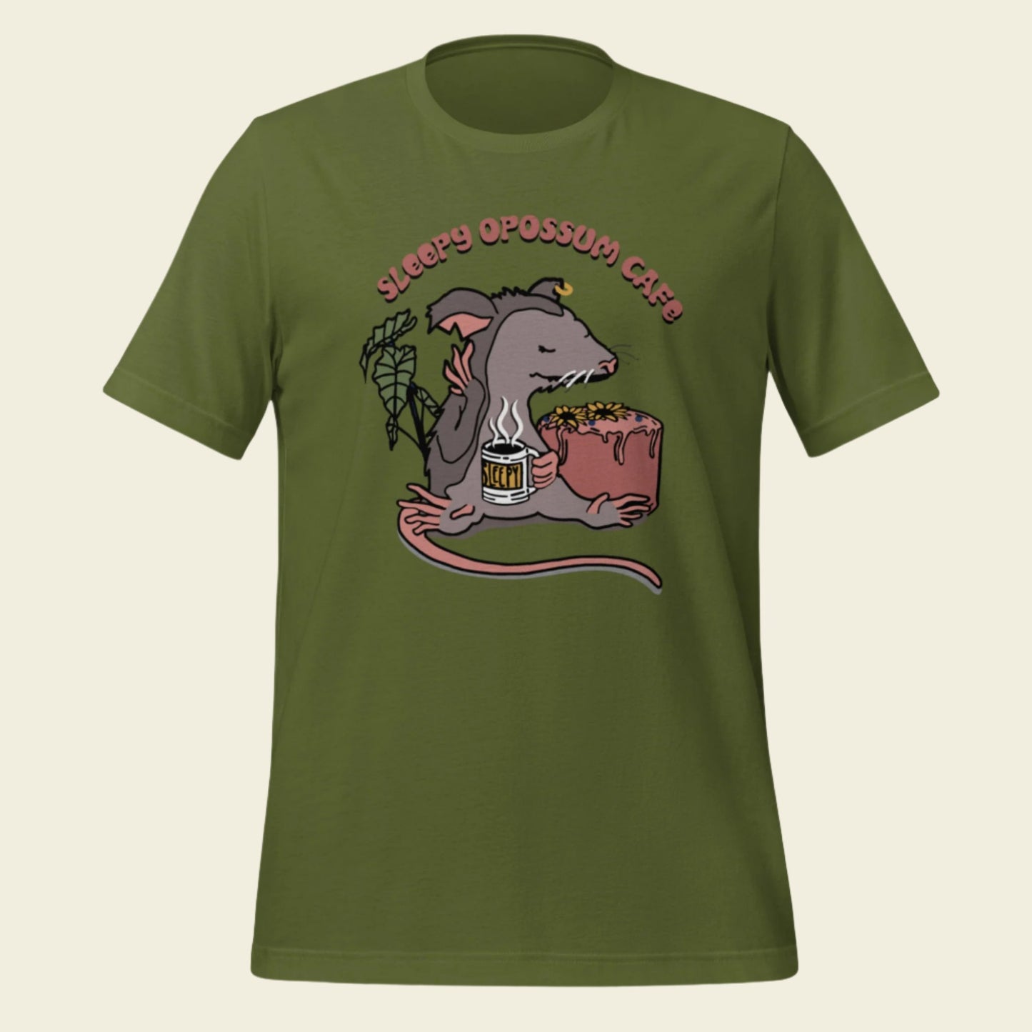 Sleepy Opossum Cafe T-Shirt Classic Logo