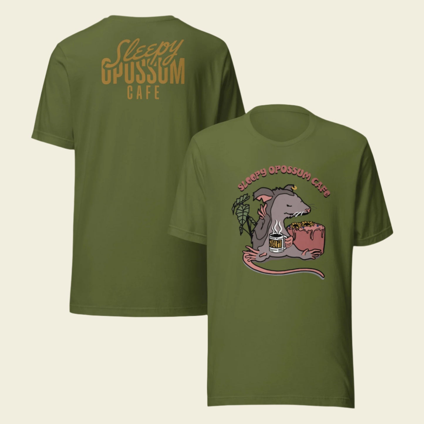 Sleepy Opossum Cafe T-Shirt Classic Logo