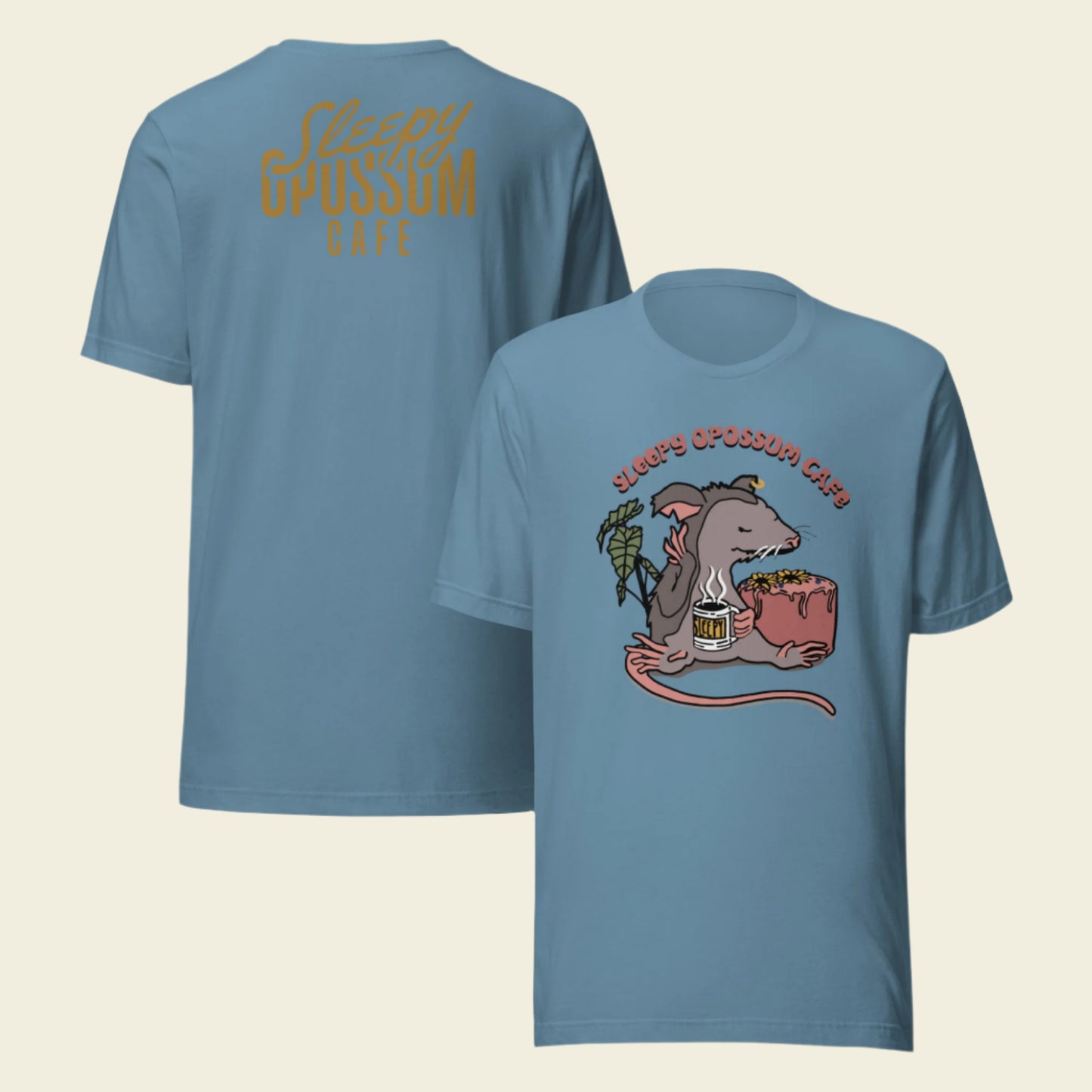 Sleepy Opossum Cafe T-Shirt Classic Logo